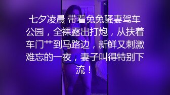 七夕凌晨 带着兔兔骚妻驾车公园，全裸露出打炮，从扶着车门艹到马路边，新鲜又刺激难忘的一夜，妻子叫得特别下流！